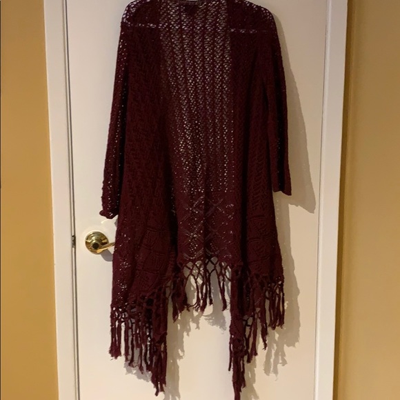 Maroon macrame style open from cardigan size 2X - Picture 5 of 7